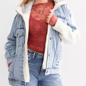 BKE Light Blue Denim Jacket with Sherpa
